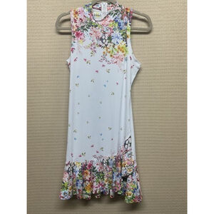 NWT Cegolfs White Floral Sleeveless Stretch Pickeball UPF50+ Golf Dress Women S